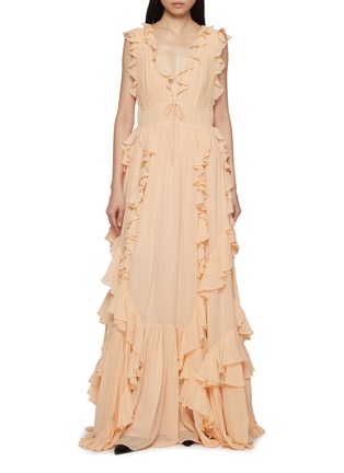 首图 - 点击放大 - ULLA JOHNSON - Florella Sleeveless Ruffled Silk Gown