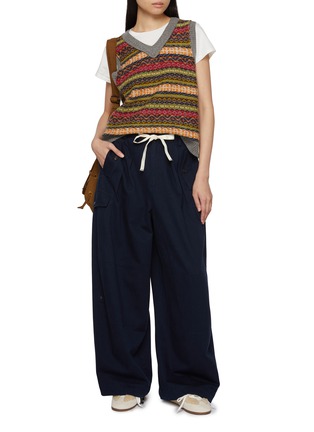 模特儿示范图 - 点击放大 - FAFAMOON - Reversible Fair Isle Knit Vest