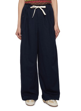 首图 - 点击放大 - FAFAMOON - Elasticated Drawstring Waistband Washed Work Pants