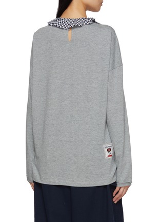 背面 - 点击放大 - FAFAMOON - Long Sleeve Chequered Collar Top