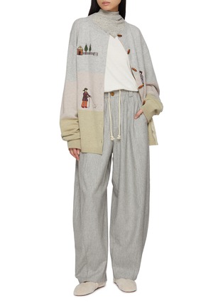 模特儿示范图 - 点击放大 - FAFAMOON - Front Curve Wide Leg Wool Pants