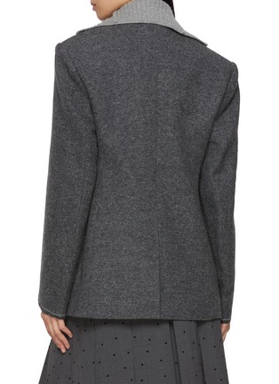 背面 - 点击放大 - FAFAMOON - Knit Stand Collar Wide Shoulder Waist Cinched Blazer