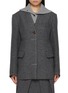 首图 - 点击放大 - FAFAMOON - Knit Stand Collar Wide Shoulder Waist Cinched Blazer