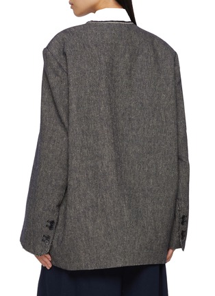 背面 - 点击放大 - FAFAMOON - Triangle Stitch Contrast Lapel Wide Shoulder Blazer