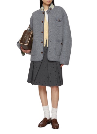 模特儿示范图 - 点击放大 - FAFAMOON - Stand Collar Knit Coat