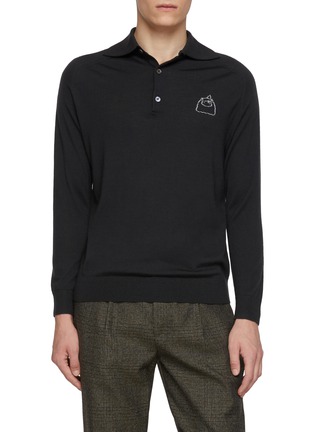 细节 - 点击放大 - BAZ & FRIENDS - X DREYDEN 羊毛 GRUMPY MINI 图案针织 POLO 衫