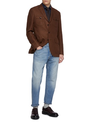 模特儿示范图 - 点击放大 - ETON - Slim Fit Cutaway Collar Micro Check Shirt