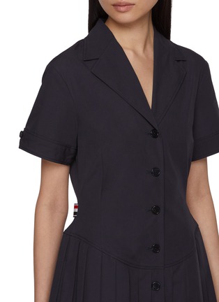  - THOM BROWNE - Notch lapel Pleated Wrinkle Free Cotton Suiting Dress