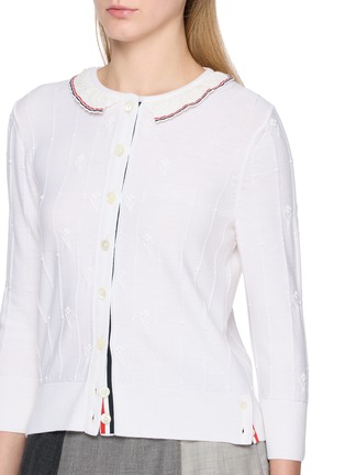  - THOM BROWNE - 蕾丝边针织开衫