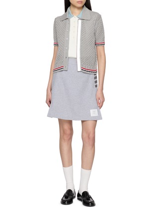 模特儿示范图 - 点击放大 - THOM BROWNE - 四条纹饰纯棉迷你半身裙