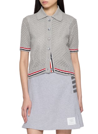 首图 - 点击放大 - THOM BROWNE - 镂空 POLO 领针织开衫