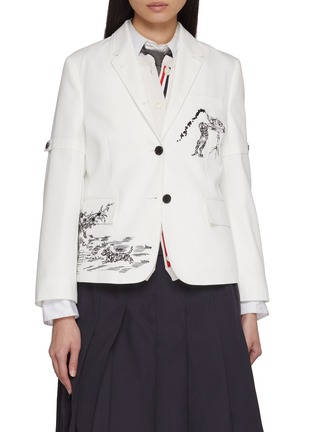 首图 - 点击放大 - THOM BROWNE - Illustrated Unconstructed Cotton Canvas Blazer