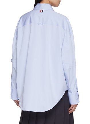 背面 - 点击放大 - THOM BROWNE - Long Sleeve Point Collar Embroidered Crest Poplin Shirt