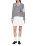 模特儿示范图 - 点击放大 - THOM BROWNE - Eyelash Pleated Tweed Mini Skirt