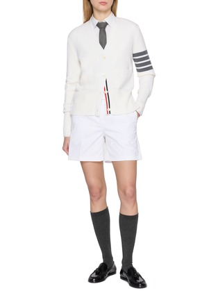 模特儿示范图 - 点击放大 - THOM BROWNE - Embroidered Chino Cotton Shorts