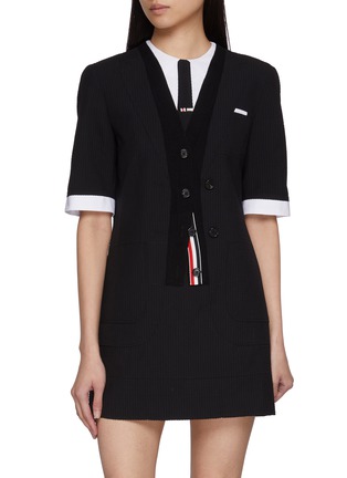 首图 - 点击放大 - THOM BROWNE - Mini Trompe-l'œil Patch Pocket Wool Seersucker Dress