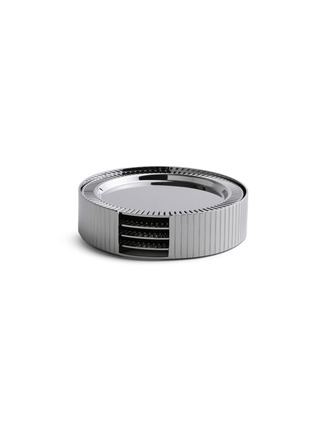 首图 –点击放大 首图 –点击放大 - ANNA NEW YORK - Striations Coasters in Holder Set of 4 — Silver