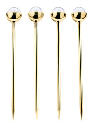首图 –点击放大 首图 –点击放大 - ANNA NEW YORK - Hospitality Crystal Embellished Cocktail Picks Set of 4 — Gold