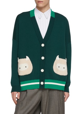 细节 - 点击放大 - BAZ & FRIENDS - X CYNTHIA & XIAO 羊毛 BAZ 图案针织开衫