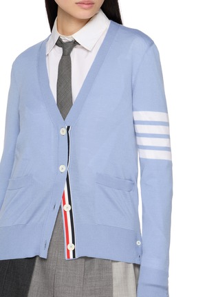 - THOM BROWNE - 4-Bar Relaxed Fit V-Neck Wool Knit Cardigan