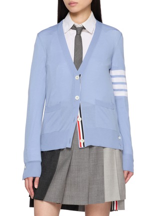 首图 - 点击放大 - THOM BROWNE - 4-Bar Relaxed Fit V-Neck Wool Knit Cardigan