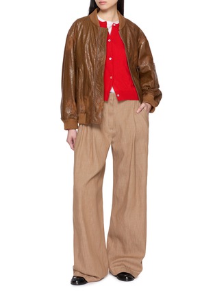 模特儿示范图 - 点击放大 - VALSTAR - Cracked Leather Bomber Jacket