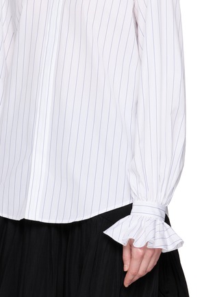  - BOURRIENNE - Boudoir Ruffle Collar Striped Cotton Shirt