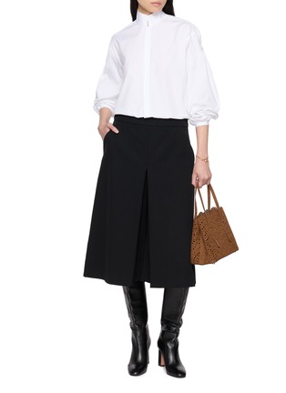 模特儿示范图 - 点击放大 - BOURRIENNE - High Officer Collar Braid Detail Shoulder Cotton Shirt