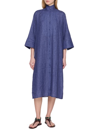 首图 - 点击放大 - BOURRIENNE PARIS X - High Officer Collar 3/4 Sleeve Zip Front Linen Jacket