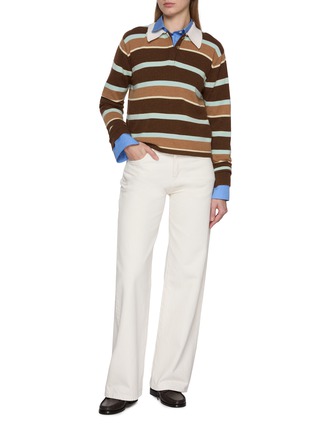 模特儿示范图 - 点击放大 - GUEST IN RESIDENCE - Cropped Striped Cashmere Rugby Knit Sweater