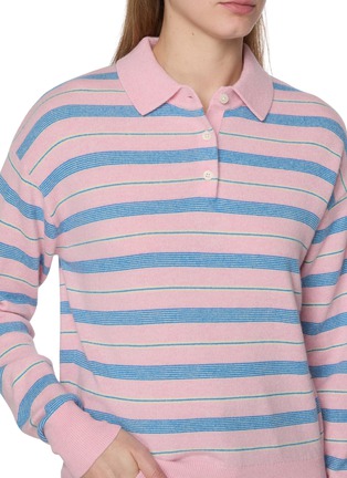  - GUEST IN RESIDENCE - Long Sleeve Collegiate Striped Cashmere Knit Polo Sweater