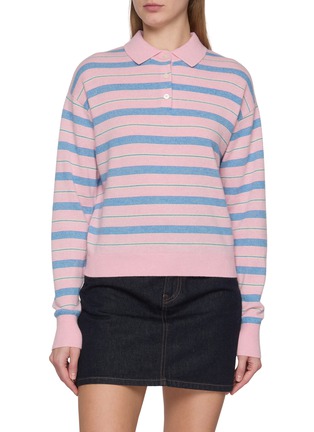 首图 - 点击放大 - GUEST IN RESIDENCE - Long Sleeve Collegiate Striped Cashmere Knit Polo Sweater