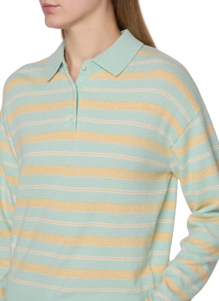  - GUEST IN RESIDENCE - Long Sleeve Collegiate Striped Cashmere Knit Polo Sweater