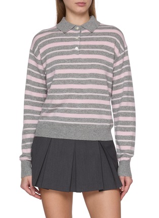 首图 - 点击放大 - GUEST IN RESIDENCE - Long Sleeve Collegiate Striped Cashmere Knit Polo Sweater
