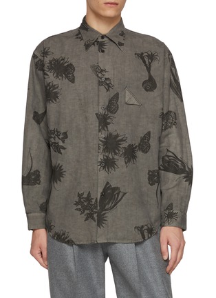 首图 - 点击放大 - J∞QUALITY  - Long Sleeve Sumi Print Cotton Linen Shirt