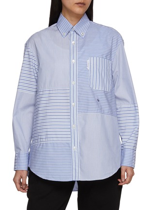 首图 - 点击放大 - HOMMEGIRLS - 拼贴条纹纯棉衬衫