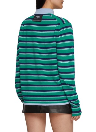 背面 - 点击放大 - HOMMEGIRLS - 长袖条纹羊绒针织Polo衫