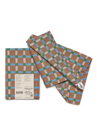 首图 –点击放大 - WARMGREY TAIL - Dot Check Cotton Linen Kitchen Towel — Green on Brick
