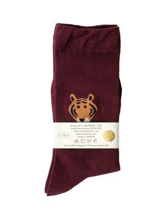 首图 –点击放大 首图 –点击放大 - WARMGREY TAIL - Meet Tiger Socks — Burgundy