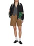 模特儿示范图 - 点击放大 - FOUND - Varsity Patch Collared Cotton Knit Cardigan