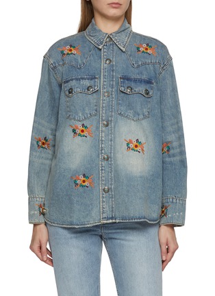 首图 - 点击放大 - FOUND - Bouquet Floral Embroidered Western Denim Shirt