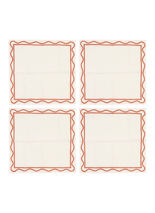 首图 –点击放大 - MISETTE - Colourblock Embroidered Linen Napkin Set — Rust