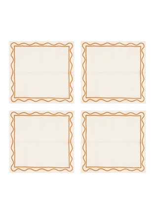 首图 –点击放大 - MISETTE - Colourblock Embroidered Linen Napkin Set — Amber