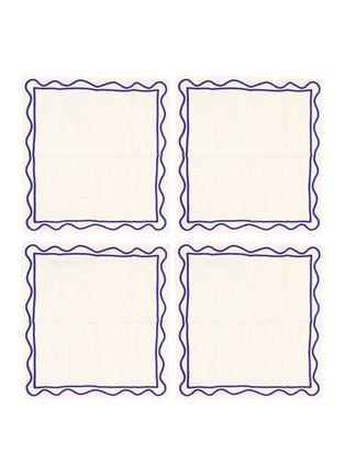 首图 –点击放大 - MISETTE - Colourblock Embroidered Linen Napkin Set — Dark Blue