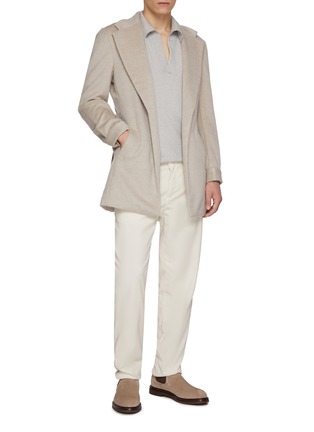模特儿示范图 - 点击放大 - MAGNUS & NOVUS - Long Sleeve Cotton Cashmere Polo Shirt