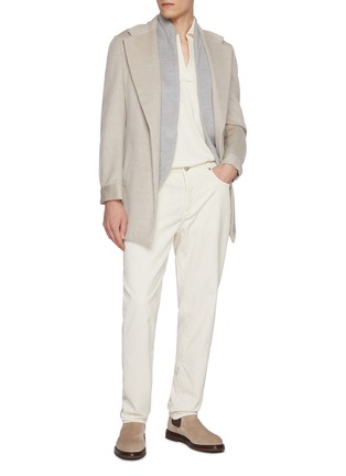 模特儿示范图 - 点击放大 - MAGNUS & NOVUS - Long Sleeve Cotton Cashmere Knit Polo Shirt
