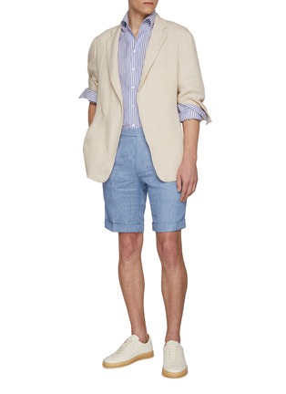 模特儿示范图 - 点击放大 - MAGNUS & NOVUS - Striped Loro Piana Cotton Linen Shirt