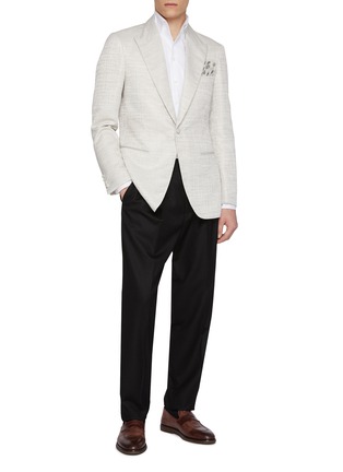 模特儿示范图 - 点击放大 - MAGNUS & NOVUS - Jacquard Sheen Linen Blend Blazer