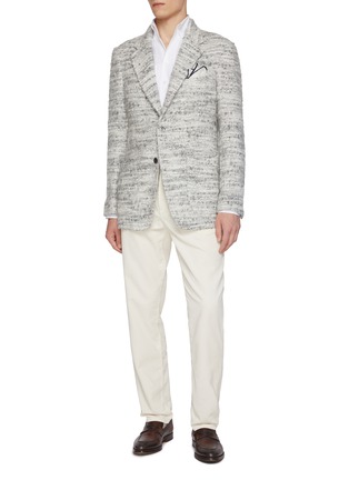 模特儿示范图 - 点击放大 - MAGNUS & NOVUS - Mélange Textured Wool Linen Blend Blazer