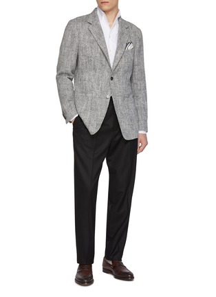 模特儿示范图 - 点击放大 - MAGNUS & NOVUS - Mélange Textured Wool Linen Blend Blazer